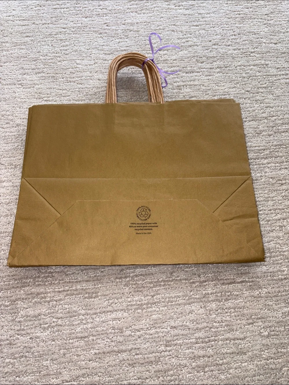 10 Gold Paper Gift Shopping Tote Bag with Twisted Handles Recycled Paper